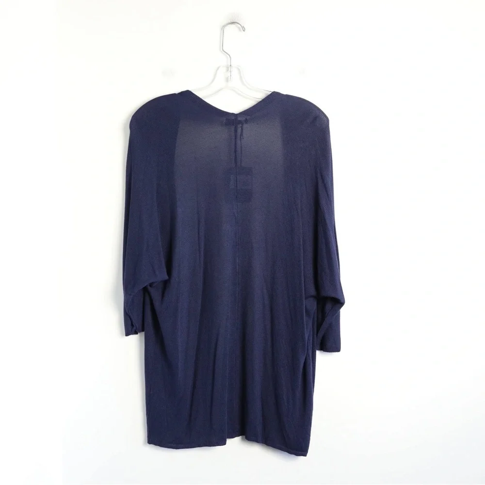 NWT Made in Italy cardigan navy new open front knit classic dark stretch L OS - Picture 2 of 9